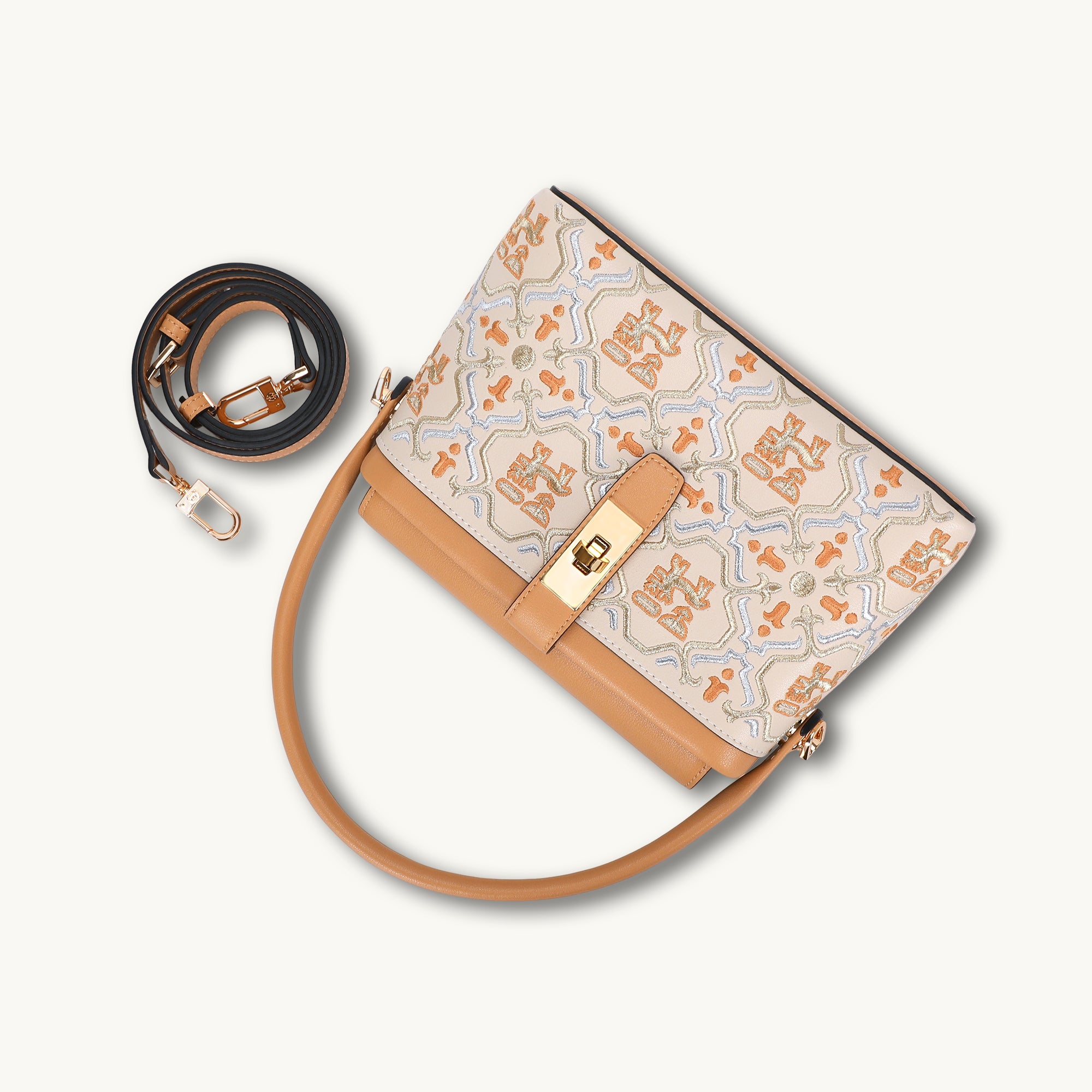 Luxury New Chinese Style Embroidery Genuine Leather Top-Handle Bag