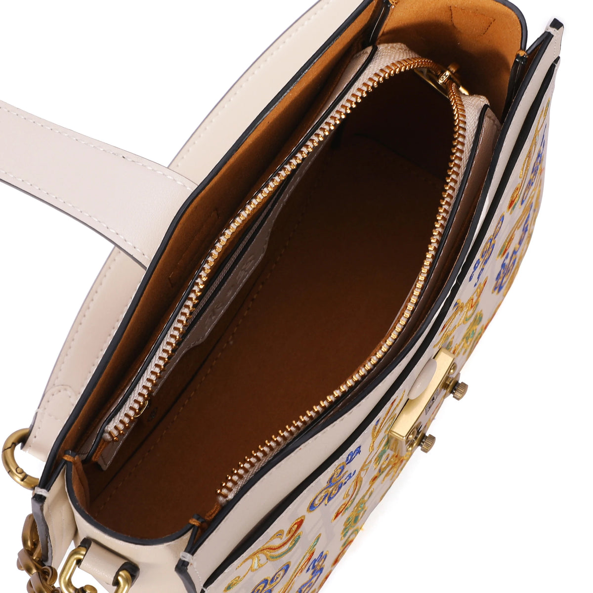 Bolso tote de piel auténtica con alas, bordado de Suzhou barroco dorado hecho a mano