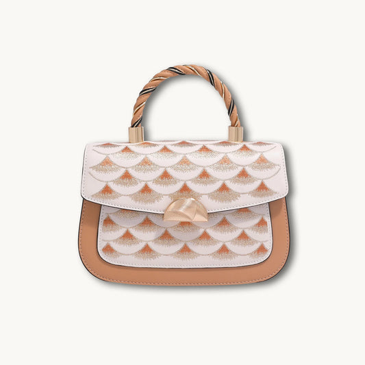 Luxury Chinese Style Heritage Dragon Scale Su Embroidery Leather Handbag