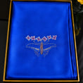 Load image into Gallery viewer, Hand-Embroidered Silk Scarf – Blue Elegance with Traditional Chinese Floral Motif
