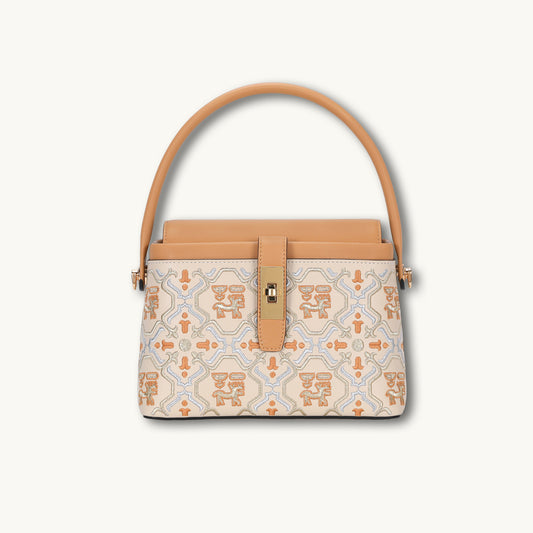 Luxury New Chinese Style Embroidery Genuine Leather Top-Handle Bag