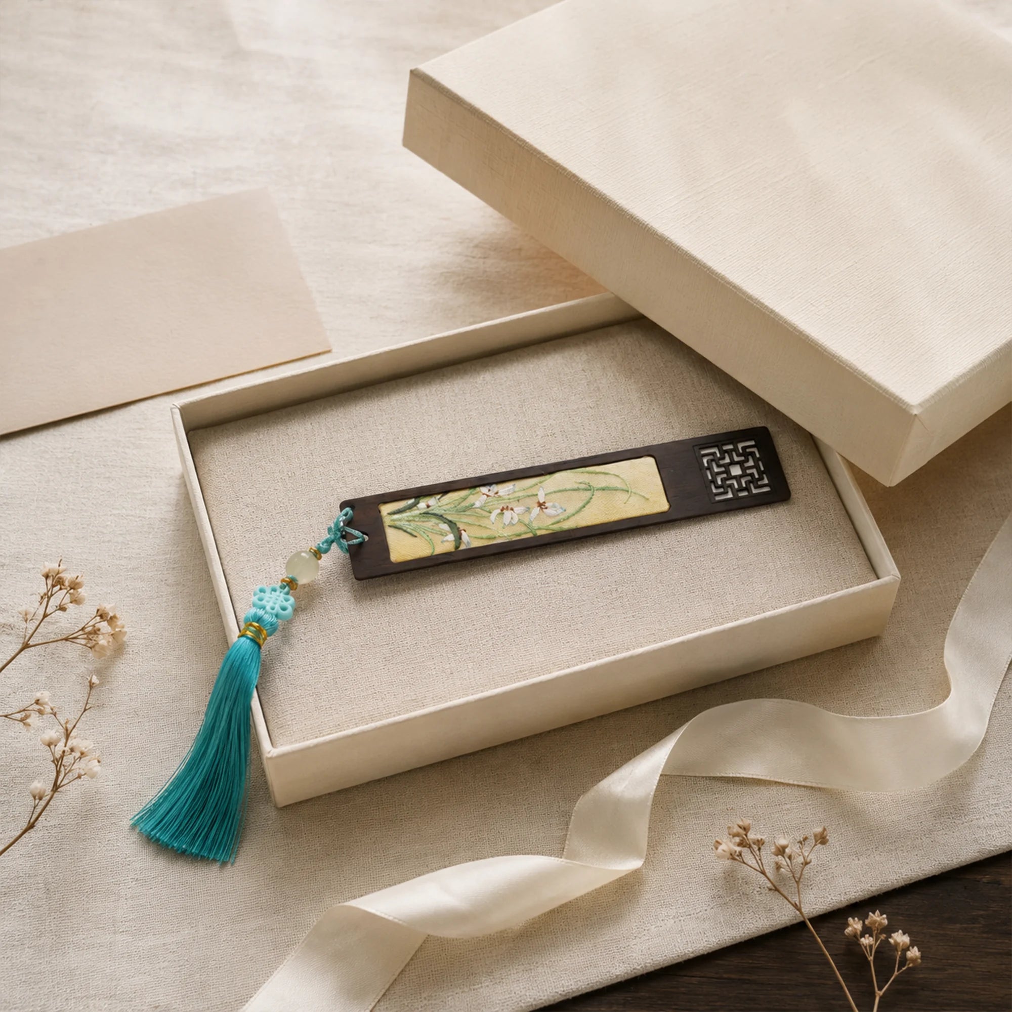 Handcrafted Silk Suzhou Embroidery Bookmark – Orchid | Chinese Art Keepsake