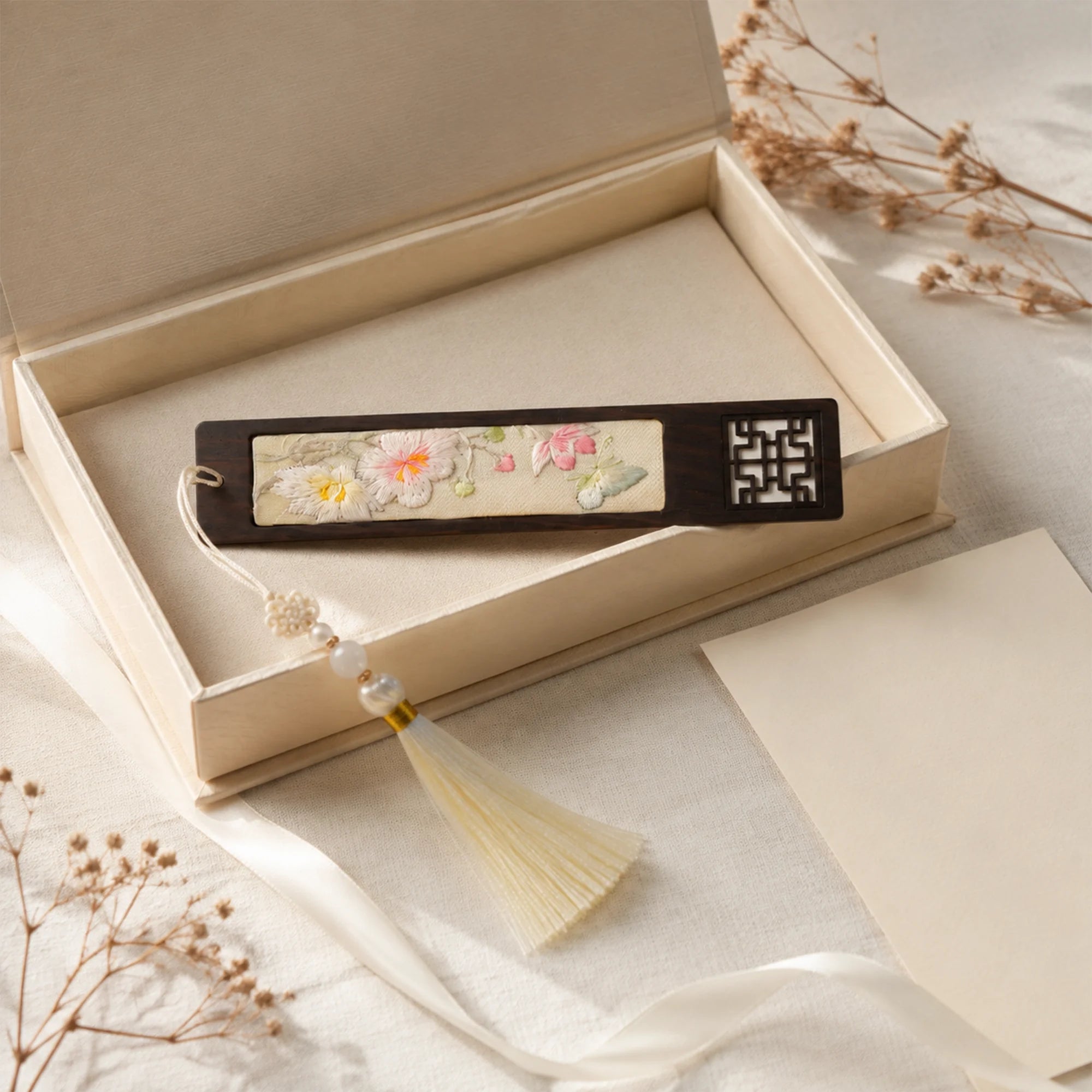 Handcrafted Silk Suzhou Embroidery Bookmark – Peony | Chinese Art Keepsake