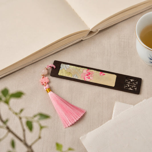 Handcrafted Silk Suzhou Embroidery Bookmark – Pink Lotus | Chinese Art Keepsake