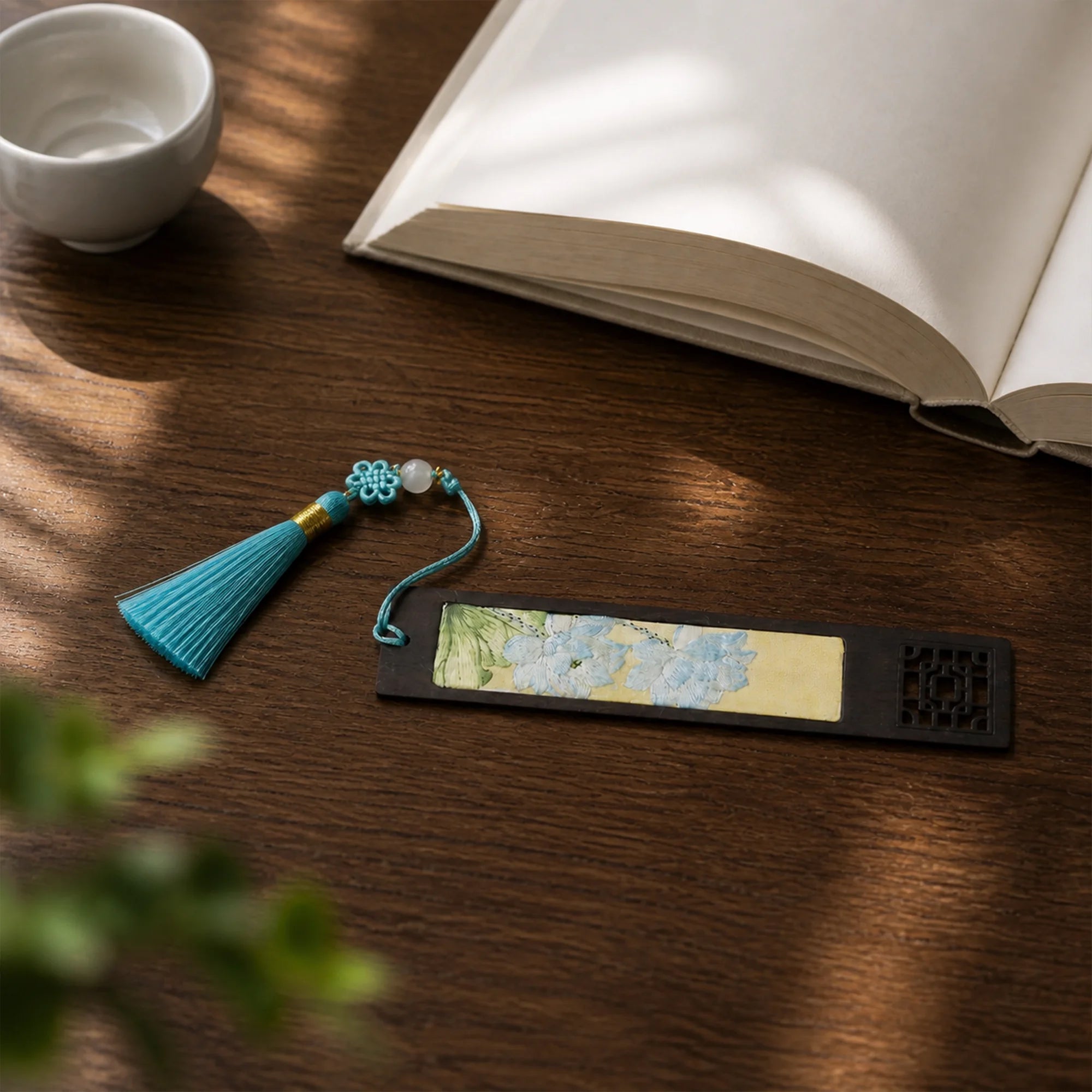 Handcrafted Silk Suzhou Embroidery Bookmark – Blue Lotus | Chinese Art Keepsake