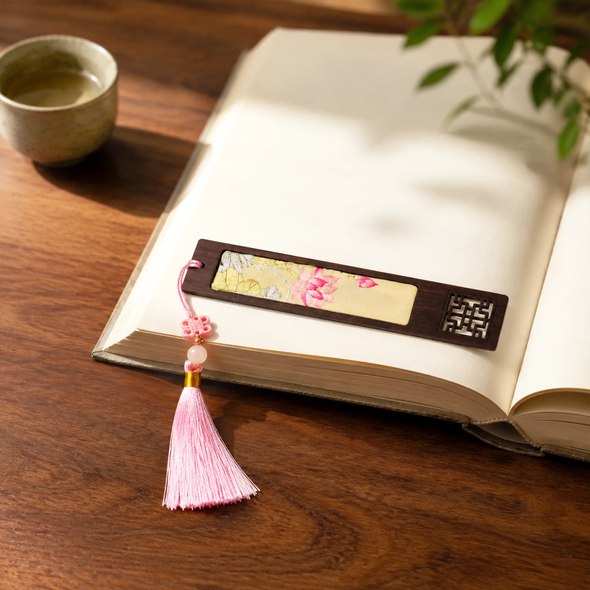 Handcrafted Silk Suzhou Embroidery Bookmark – Pink Lotus | Chinese Art Keepsake