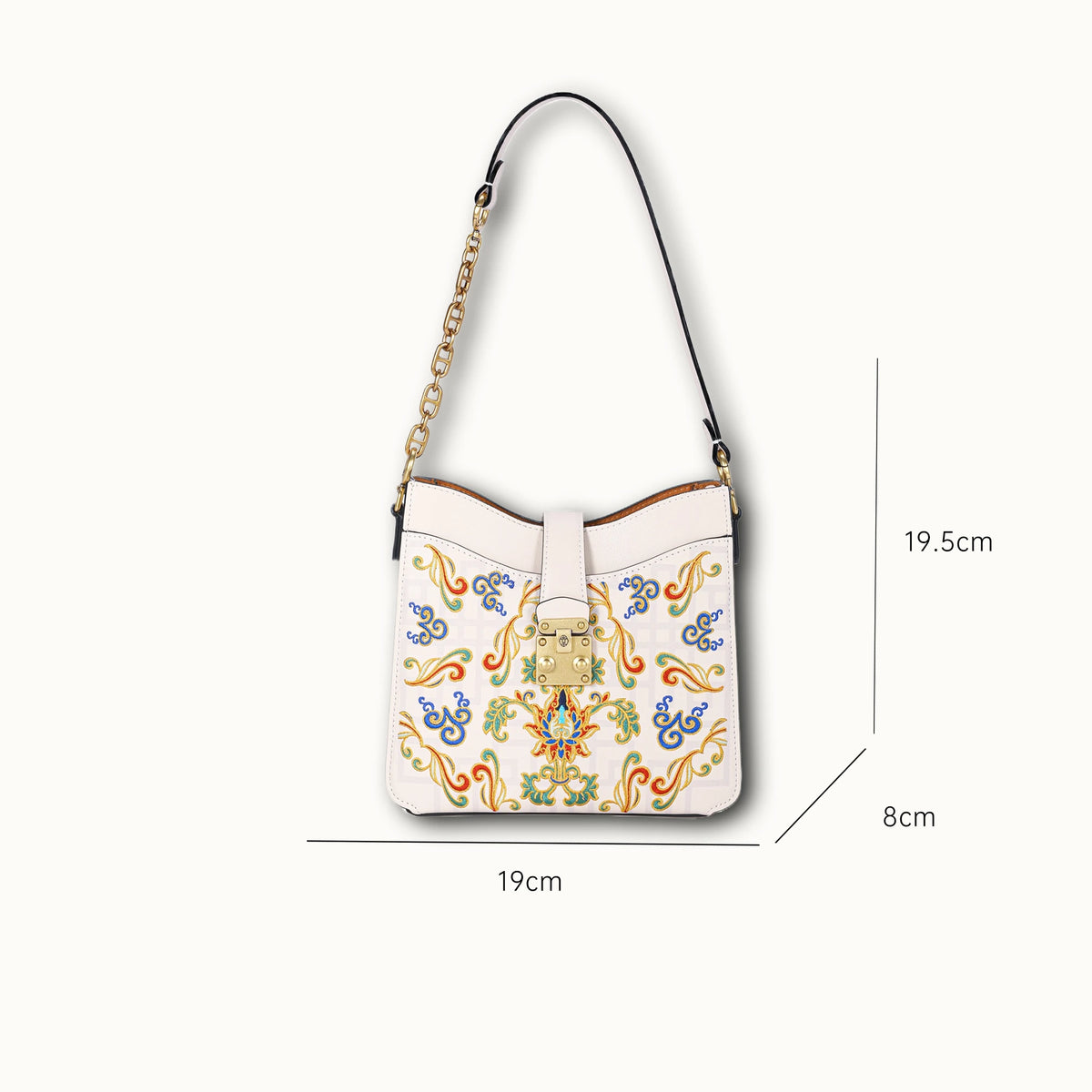 Bolso tote de piel auténtica con alas, bordado de Suzhou barroco dorado hecho a mano