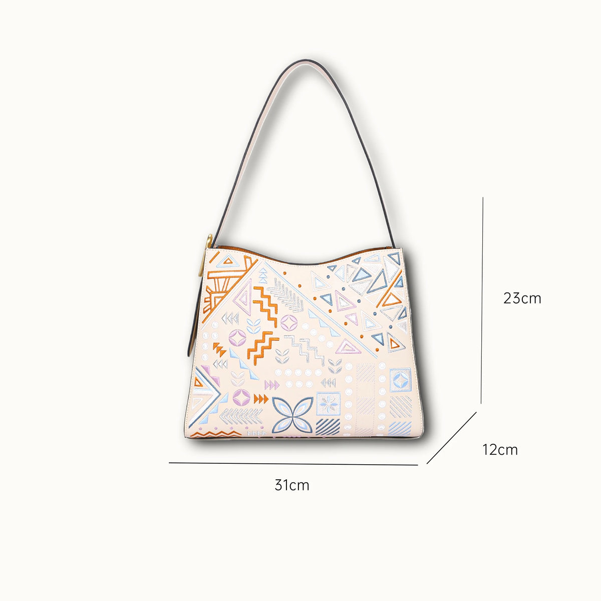 Borsa tote wing in vera pelle con ricamo Suzhou barocco dorato fatta a mano