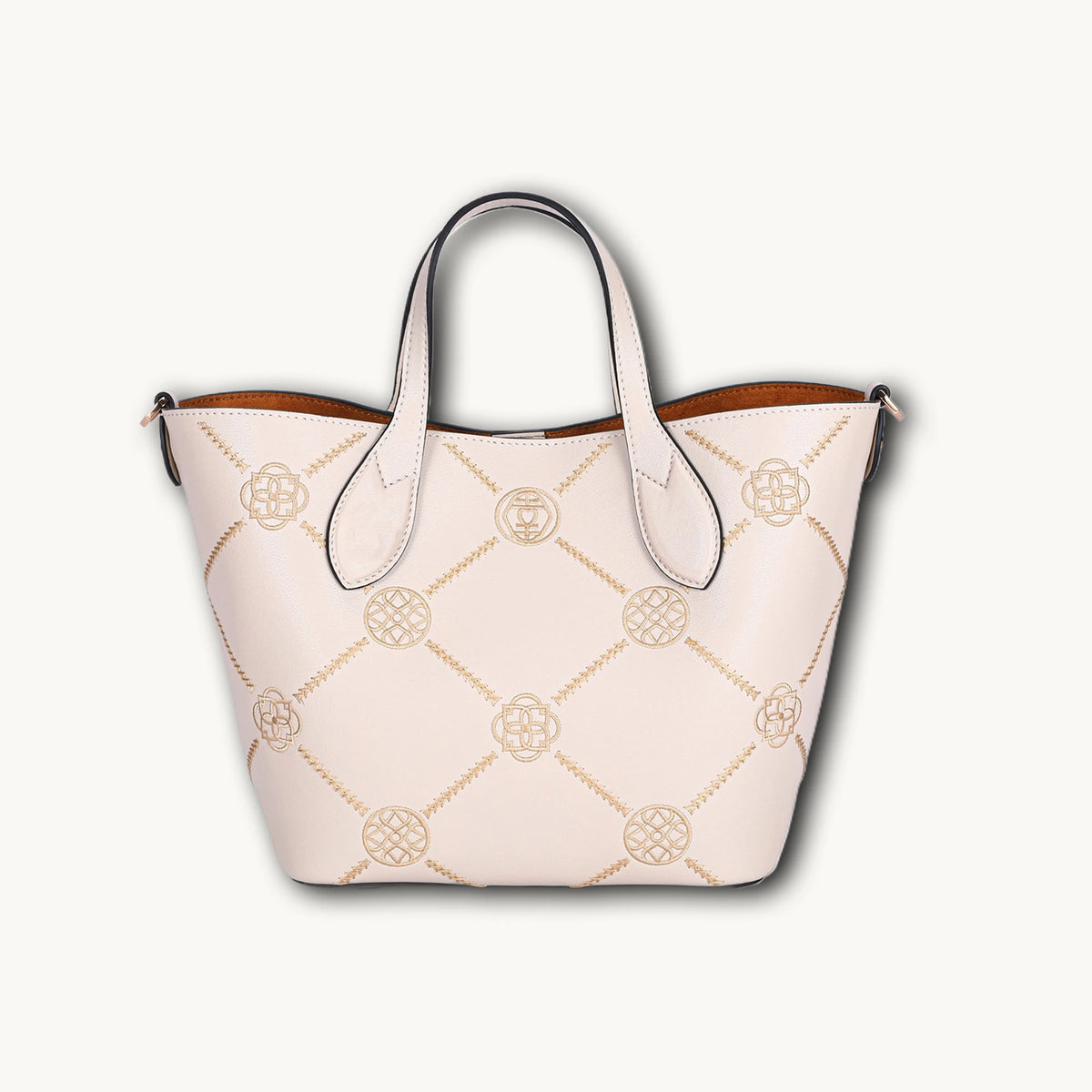 Borsa tote wing in vera pelle con ricamo Suzhou barocco dorato fatta a mano