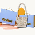 Load image into Gallery viewer, Chinese Style Oriental Print Bucket Bag with Chain-Trimmed Leather Strap
