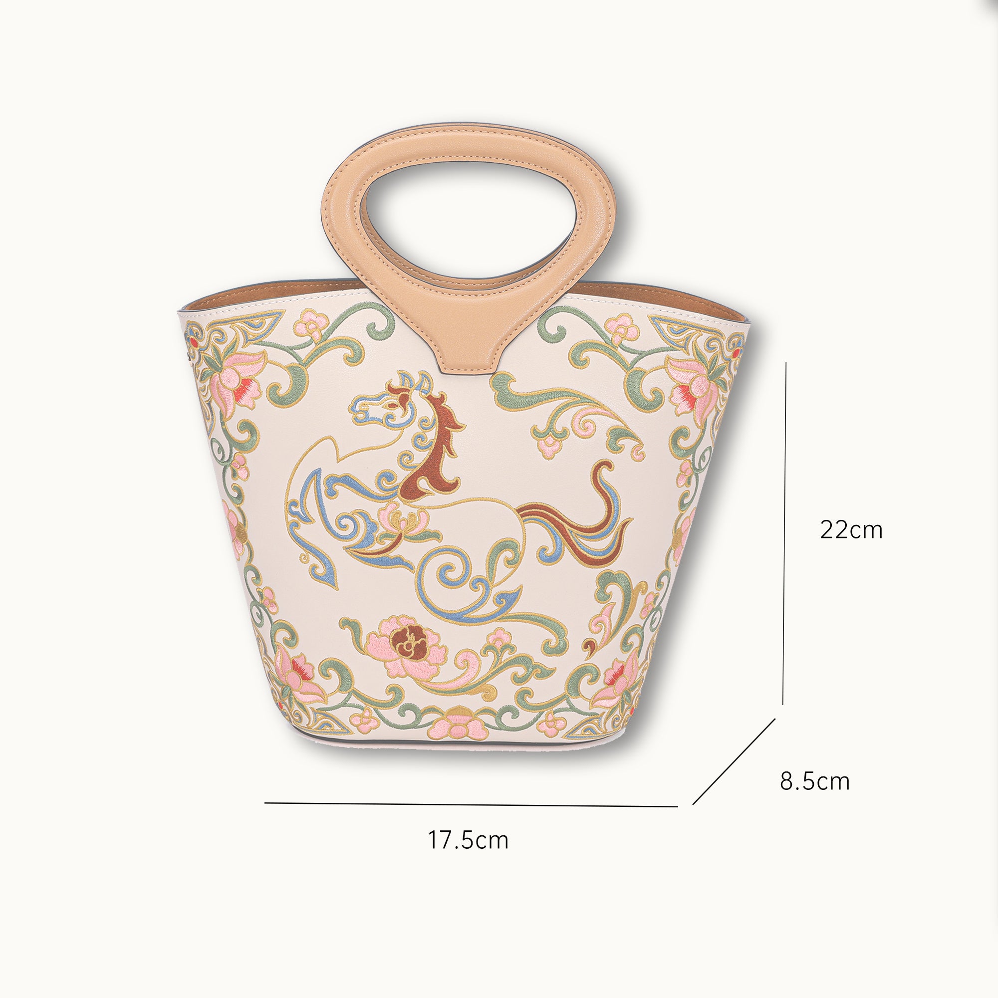 Luxury Leather Handcrafted Su Embroidery Celestial Horse Tote Bag