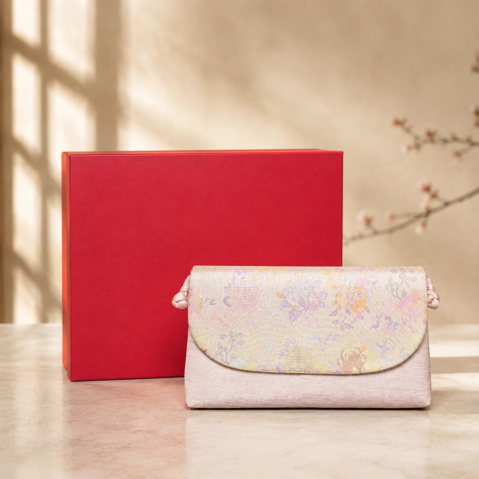 Luxury Handcrafted Chinese Song Brocade Blush Pink Crossbody Bag