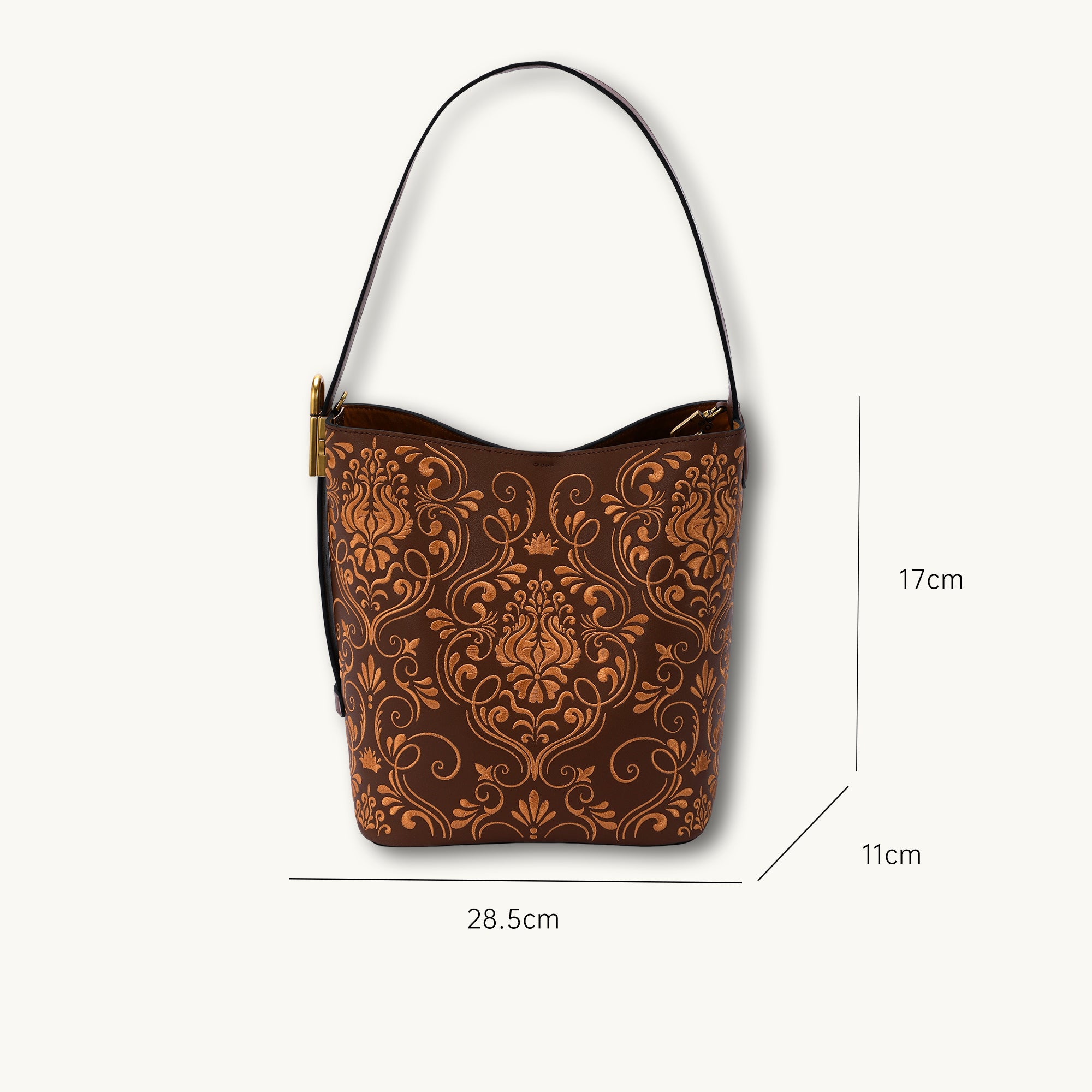Vintage Baroque Embroidered Genuine Leather Hobo Bag