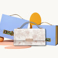 Load image into Gallery viewer, Chinese Peony Embroidered Flap Handbag Ink-Line Floral Motif Embroidery Handbag
