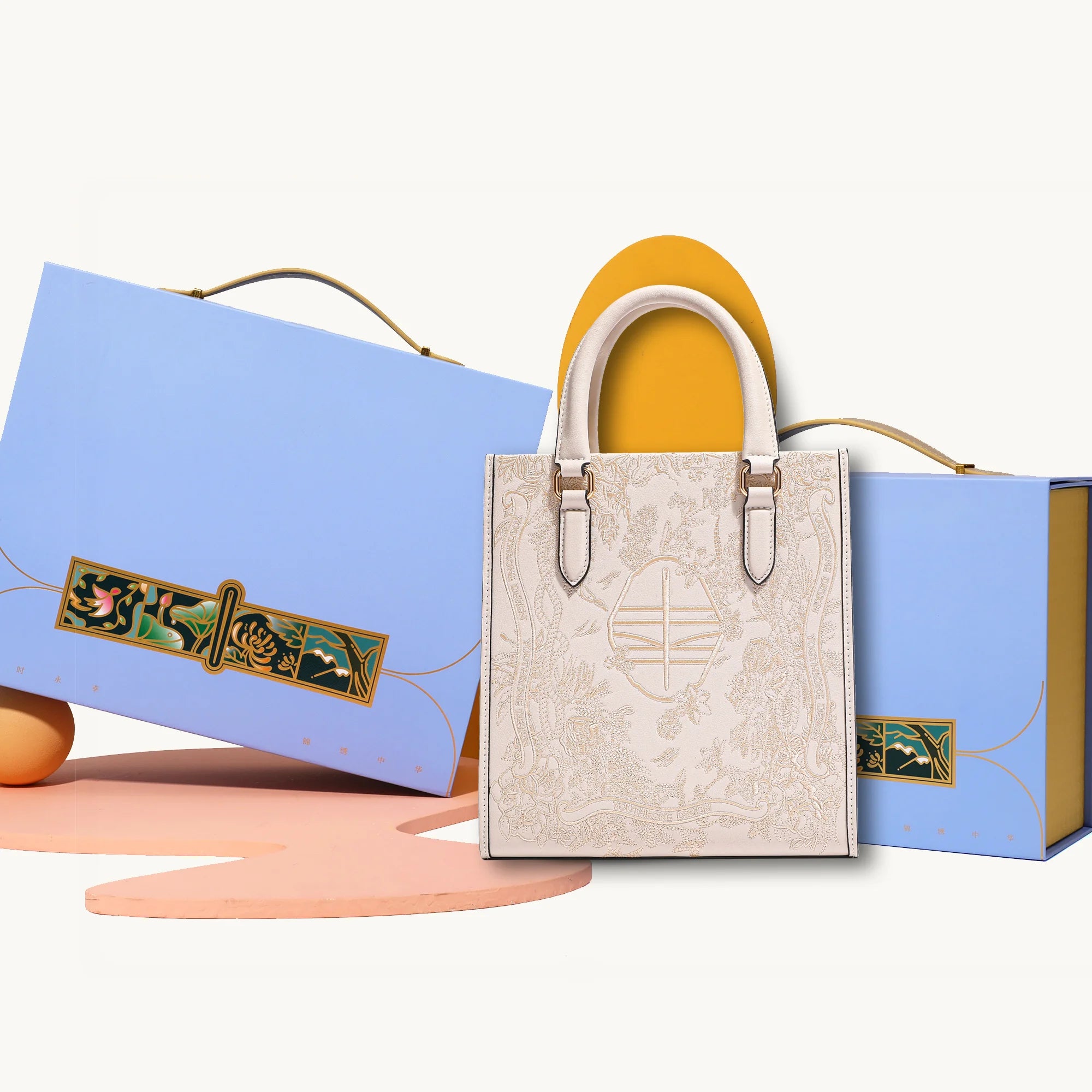 Bolso tote de cuero genuino de lujo bordado a mano de Suzhou