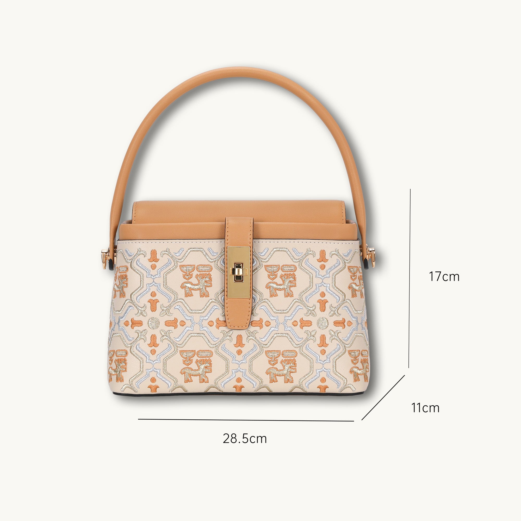 Luxury New Chinese Style Embroidery Genuine Leather Top-Handle Bag