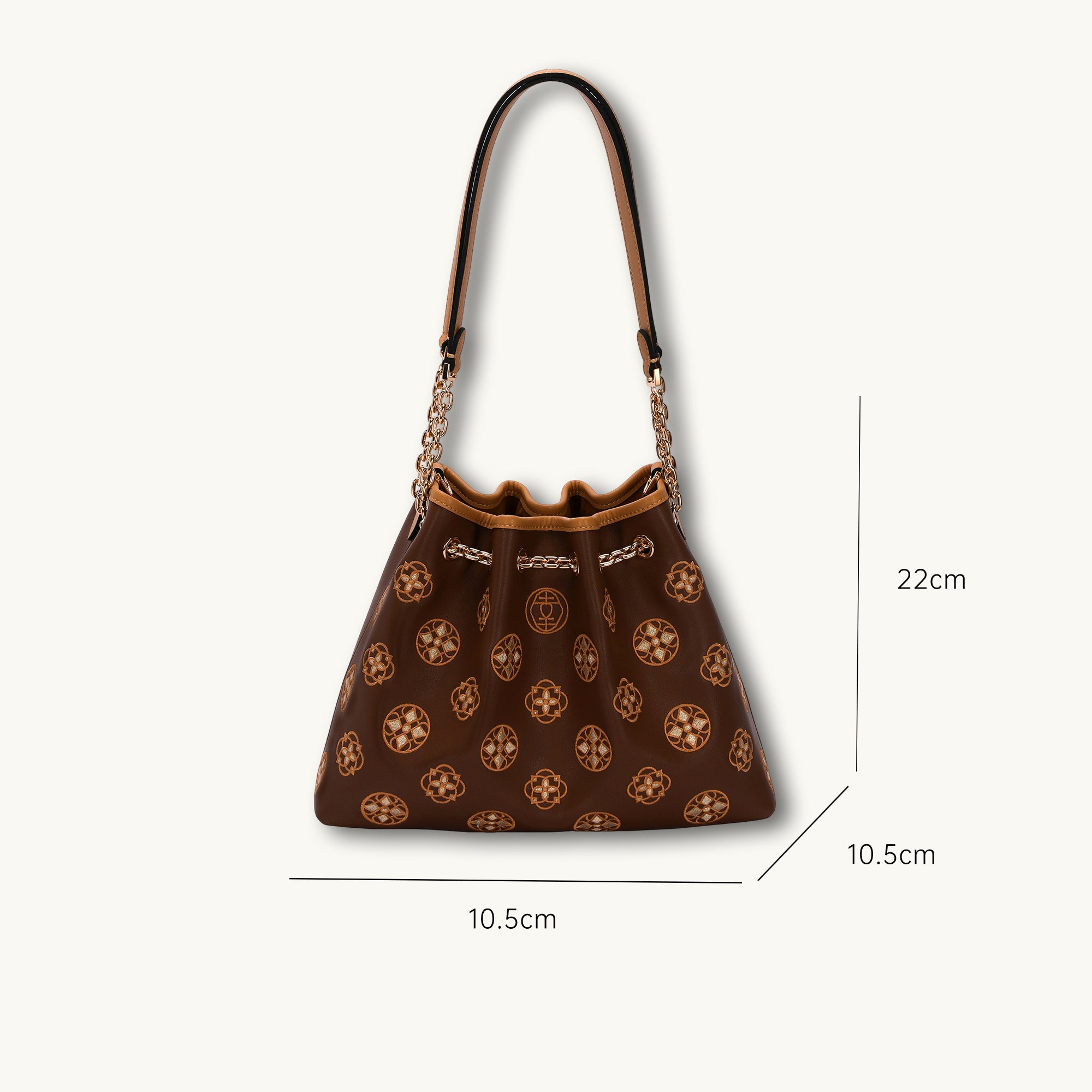 Intangible Cultural Heritage Embroidered Genuine Leather Drawstring Bucket Bag