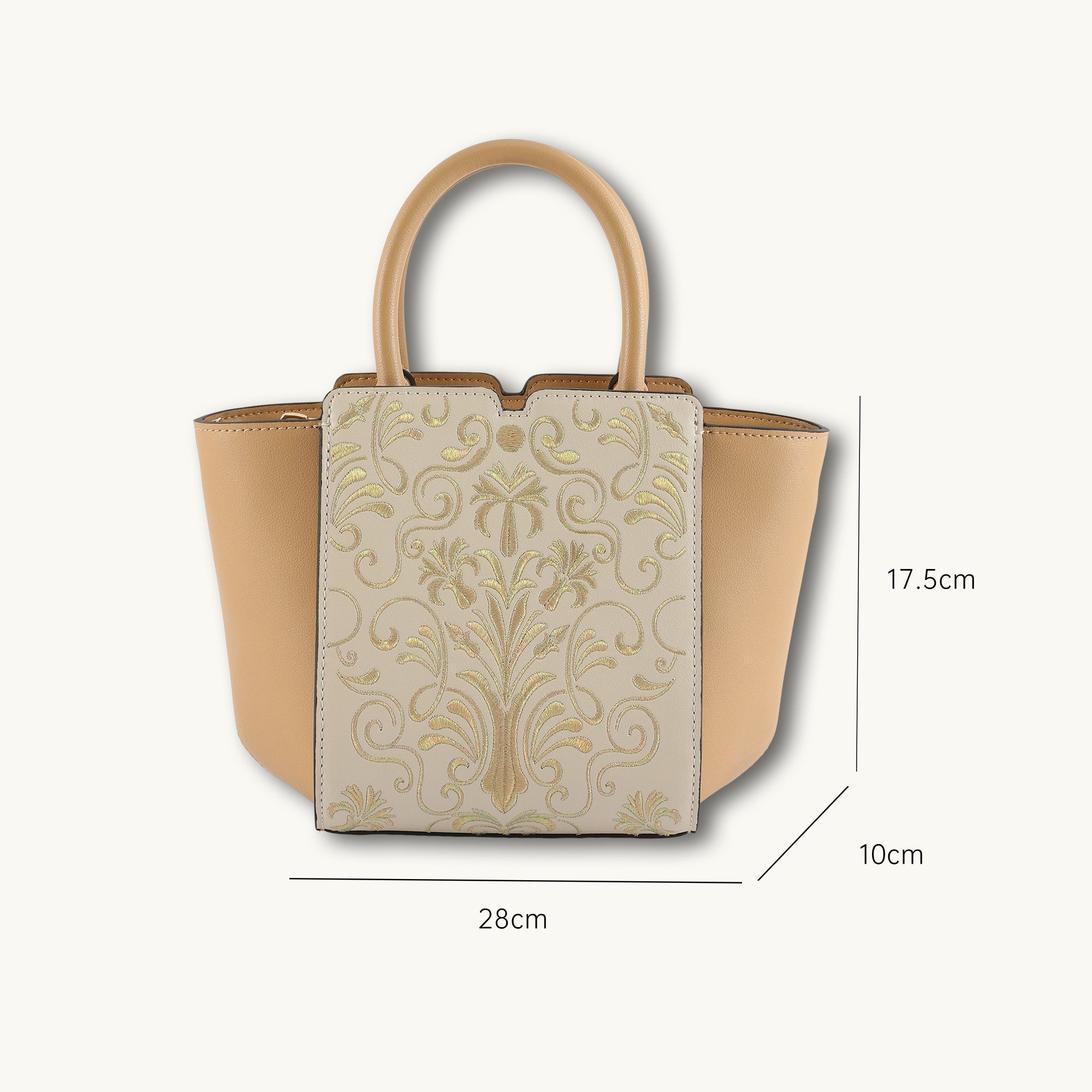 Golden Baroque Embroidered Genuine Leather Wing Tote Bag