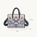 Load image into Gallery viewer, Heritage Baoxiang  Navy Leather Trim Embroidery Tote Bag
