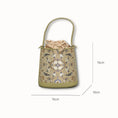 Carica l'immagine nel visualizzatore della galleria, SinoCrafted Crane and Deer Song brocade bucket bag in mulberry silk with genuine leather trim
