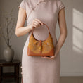 Load image into Gallery viewer, Chinoiserie Luxury Song Brocade Golden Panda Lion Dance Leather Shoulder Bag
