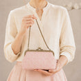 Load image into Gallery viewer, Luxury Chinese Pink Song Brocade Silk Frame Handbag with Dingsheng Motif
