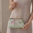 Carica l'immagine nel visualizzatore della galleria, Chinoiserie Luxury Light Green Suzhou Embroidery Floral Mulberry Silk Frame Handbag
