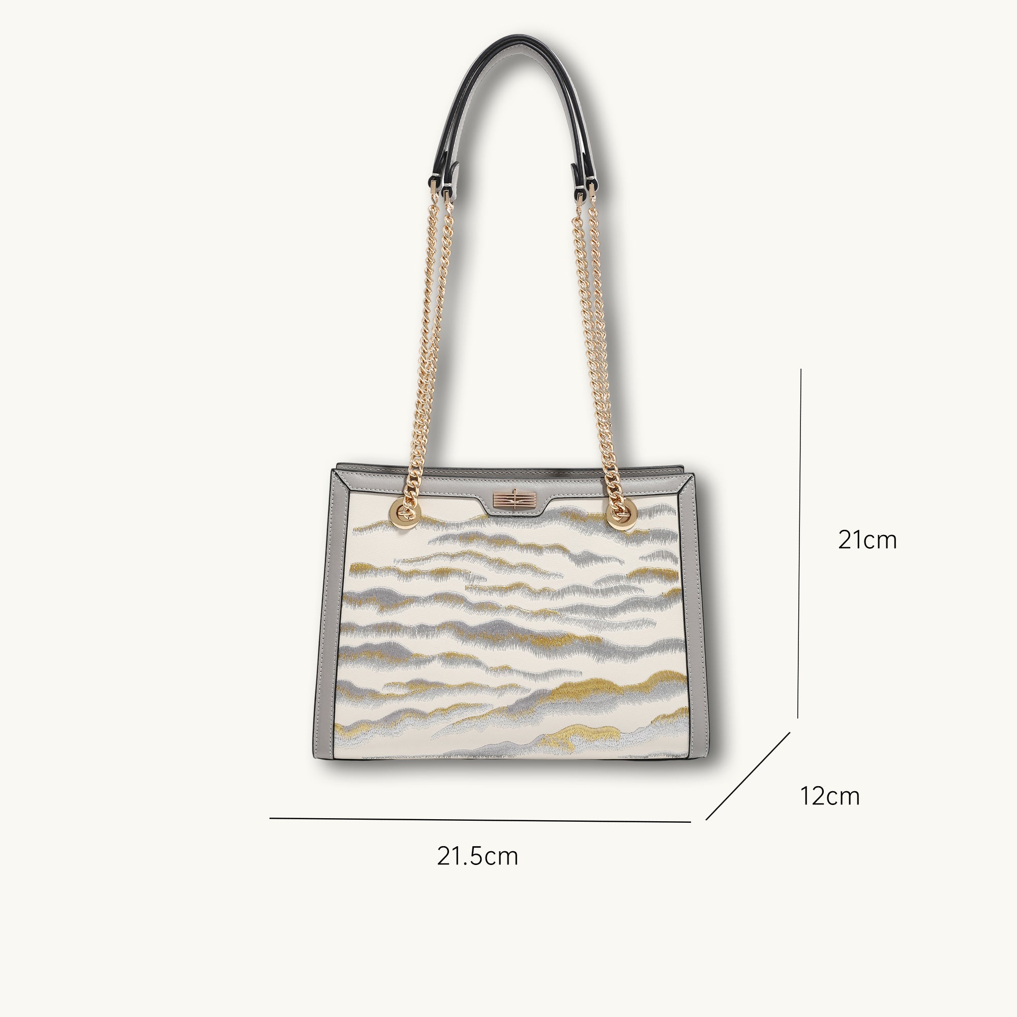 Heritage Mountain Range Su Embroidery Leather Tote Bag