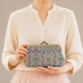 Load image into Gallery viewer, Luxury Chinese Blue Song Brocade Silk Frame Handbag with Traditional Scroll Motif
