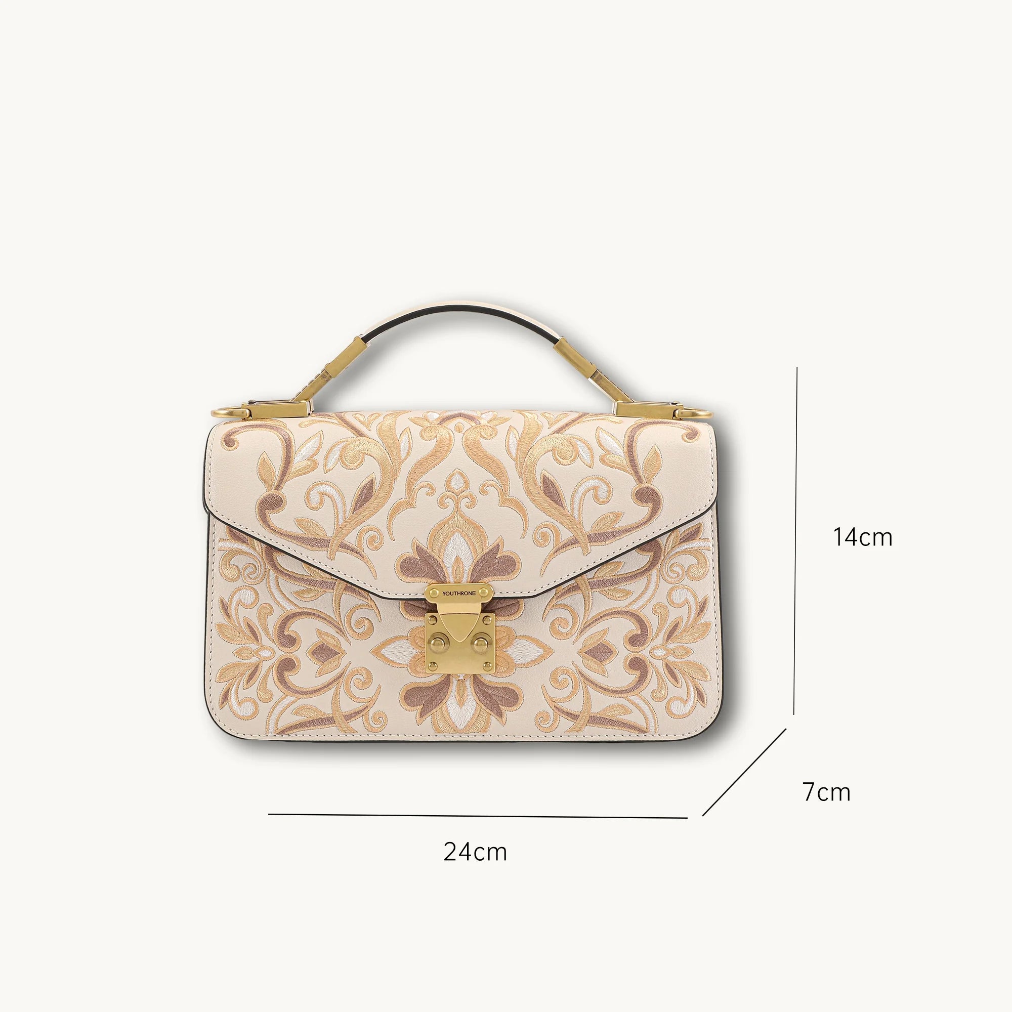 Vintage Jacquard Flap Handbag with Gold Clasp
