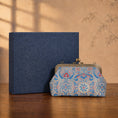 Load image into Gallery viewer, Luxury Chinese Blue Song Brocade Silk Frame Handbag with Traditional Scroll Motif

