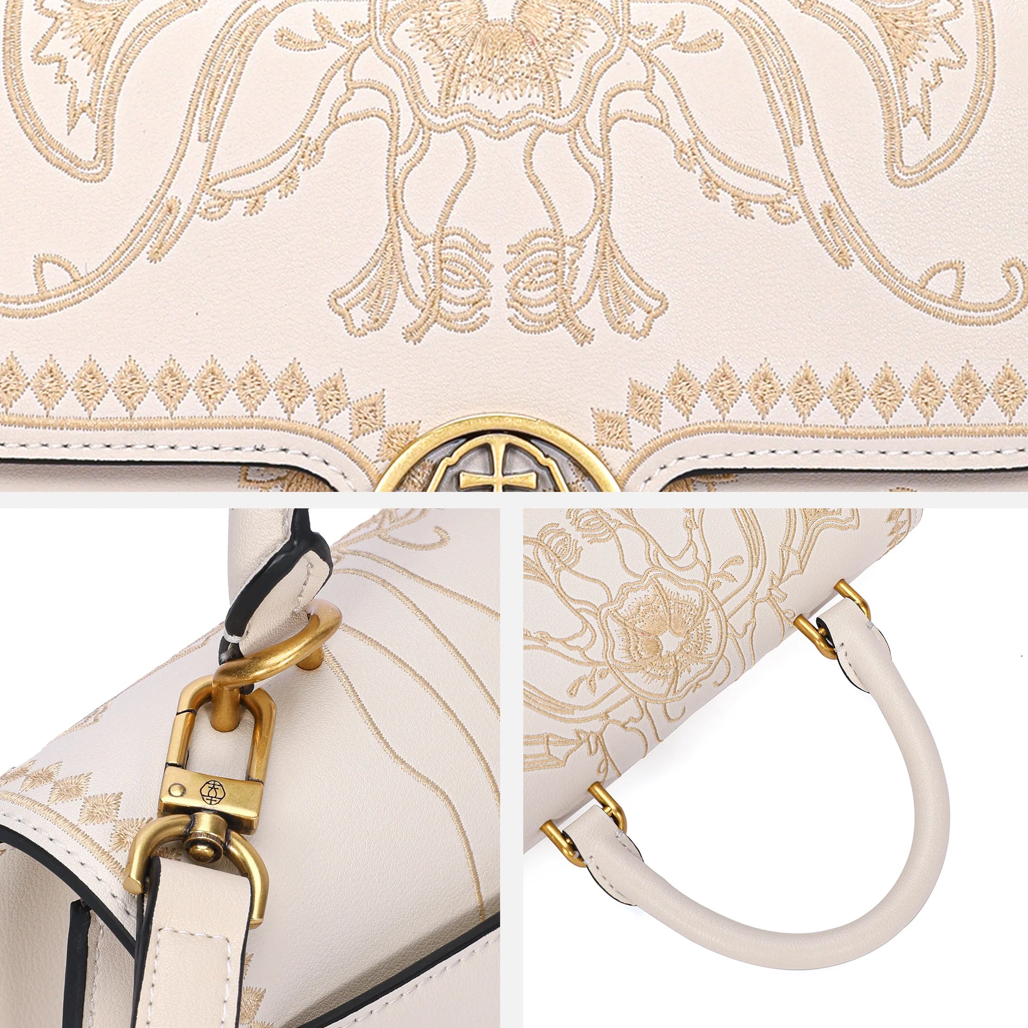 New Chinese Style Luxury White Embroidery Leather  Handbag
