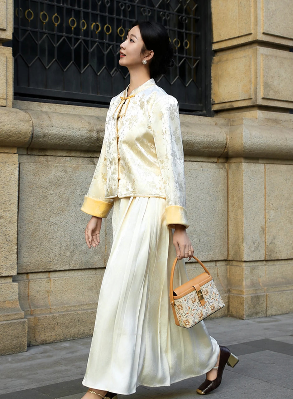 New Chinese Style Geometric Deer Embroidered Leather Handbag, Outdoor Street Fashion Model