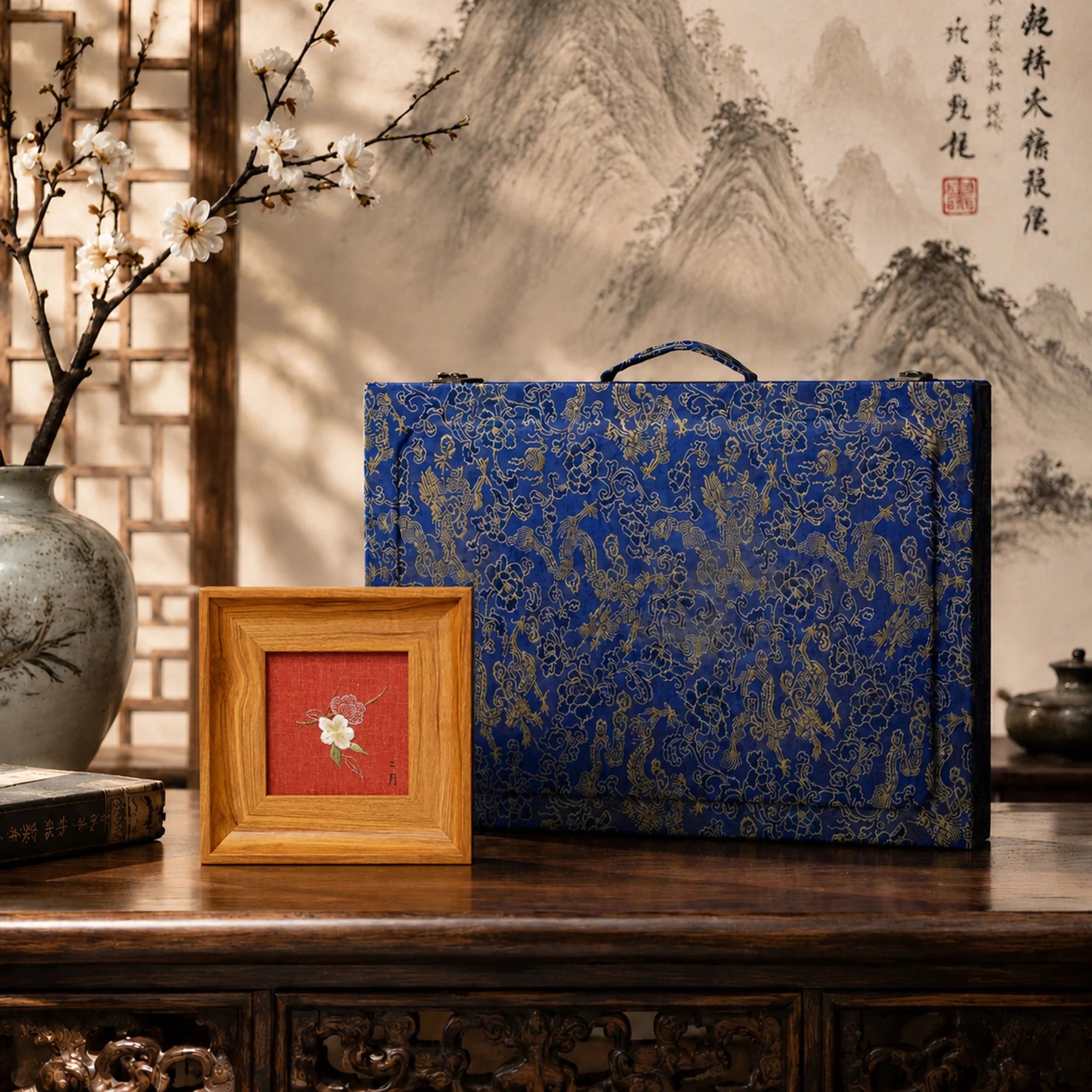Master Designed Heritage Su Embroidery Wall Art Handcrafted Silk—Apricot Blossom
