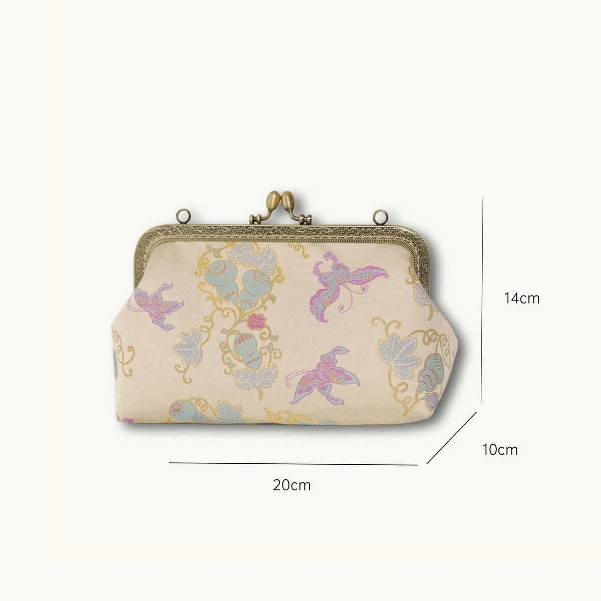 Luxury Chinese Fulu Prosperity Song Brocade Silk Frame Handbag with Vintage Clasp