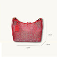Carica l'immagine nel visualizzatore della galleria, SinoCrafted red Bada Halo Song brocade shoulder bag with genuine leather trim and strap
