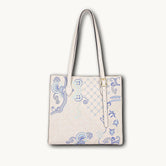 Borsa tote wing in vera pelle con ricamo Suzhou barocco dorato fatta a mano