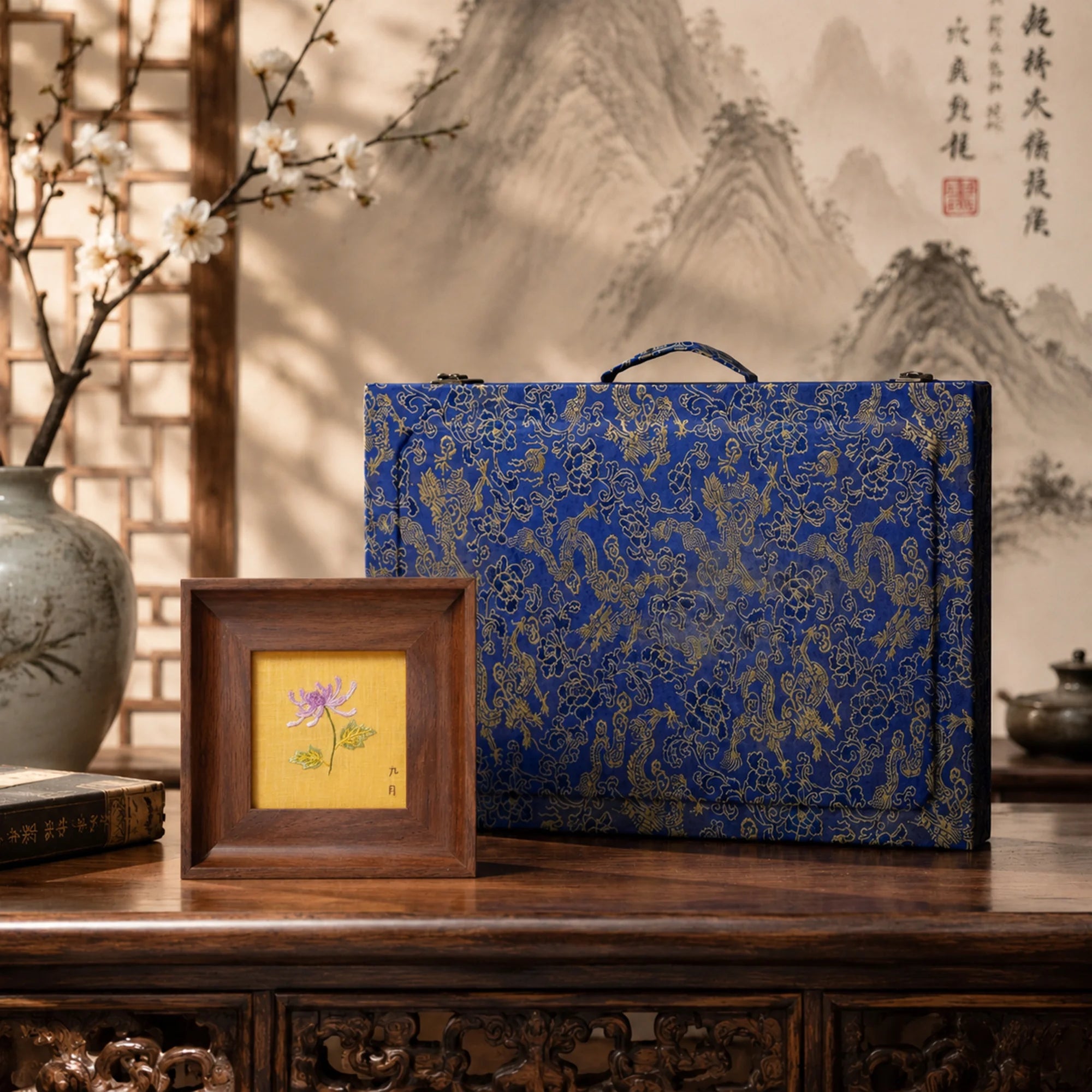 Museumsreife Suzhou-Stickerei Wandkunst Handgefertigtes Seidenornament—Chrysantheme