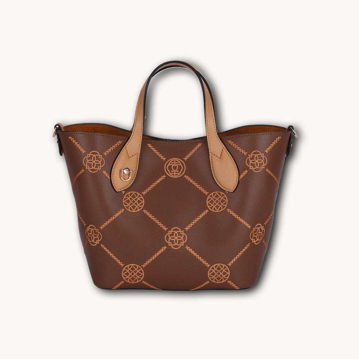 Borsa tote wing in vera pelle con ricamo Suzhou barocco dorato fatta a mano