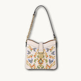 Bolso tote de piel auténtica con alas, bordado de Suzhou barroco dorado hecho a mano