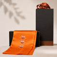 Load image into Gallery viewer, Luxury Handcrafted Suzhou Embroidery Mulberry Silk Scarf—Orange Pomegranate Motif
