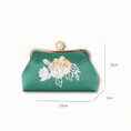 Load image into Gallery viewer, Chinoiserie Luxury Green Suzhou Embroidery Floral Mulberry Silk Frame Handbag
