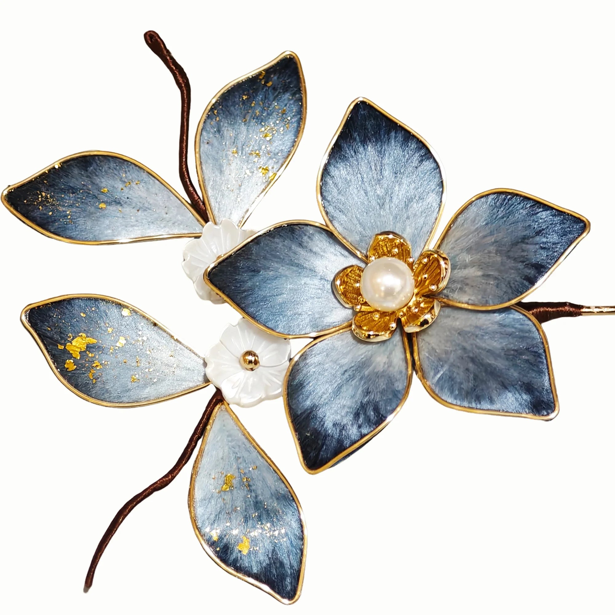 Heritage Ronghua Lily Hair Pin & Brooch Handcrafted Enamel Floral with Pearl Center