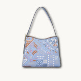 Borsa tote wing in vera pelle con ricamo Suzhou barocco dorato fatta a mano