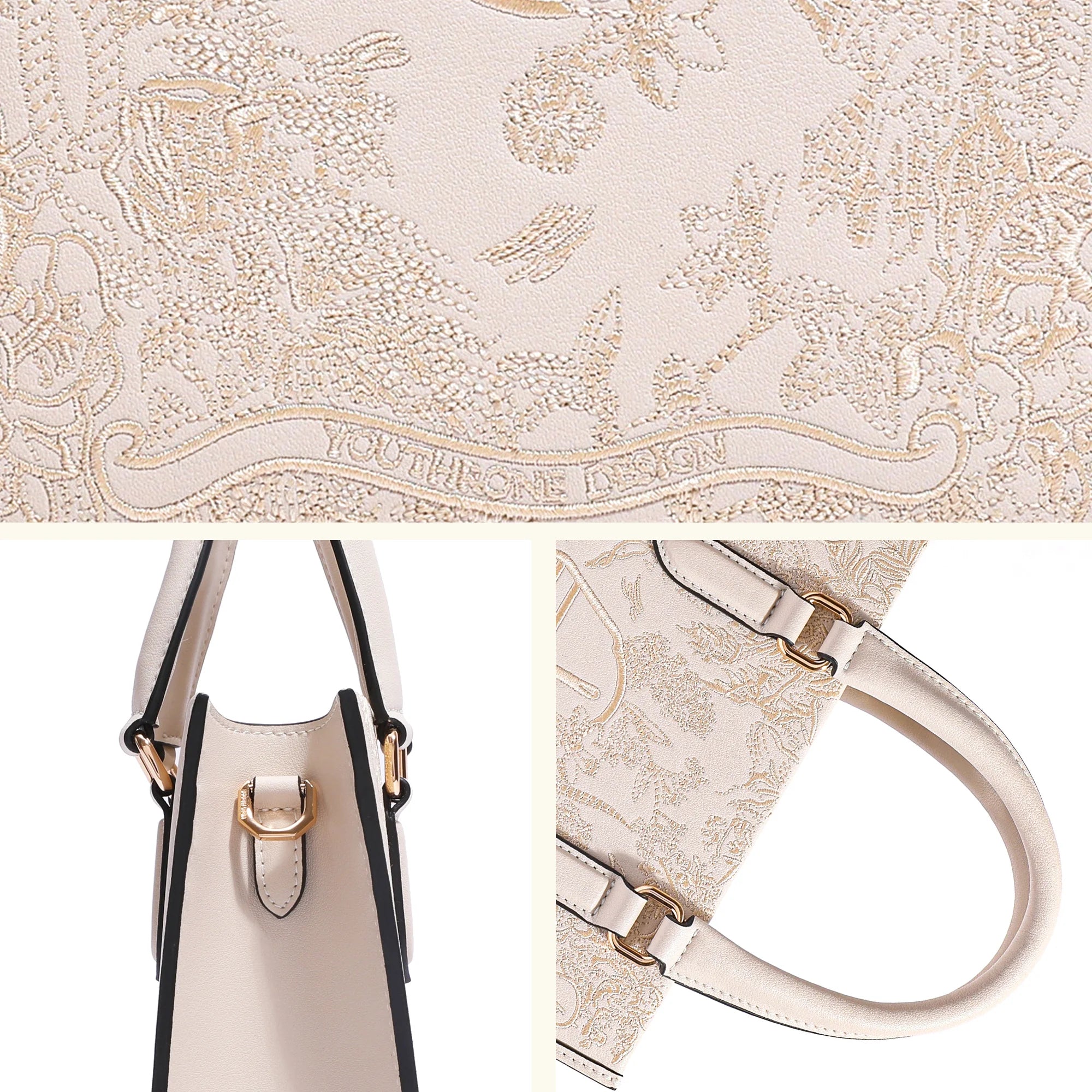 Bolso tote de cuero genuino de lujo bordado a mano de Suzhou