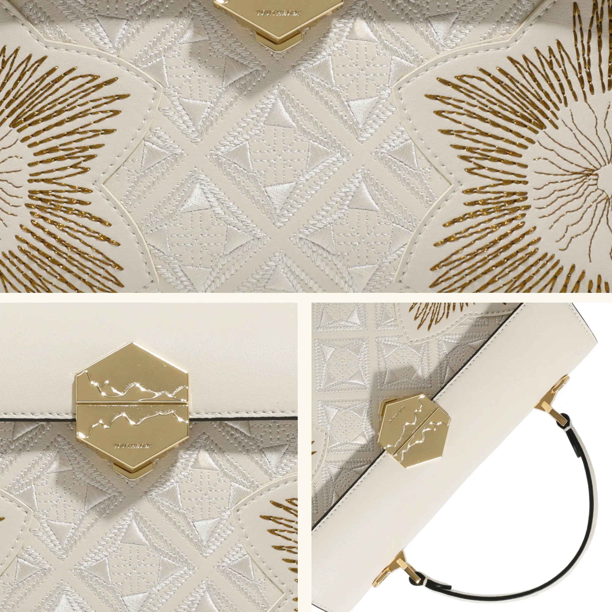 Luxury Heritage Radiant Bloom Embroidery Leather Flap Bag