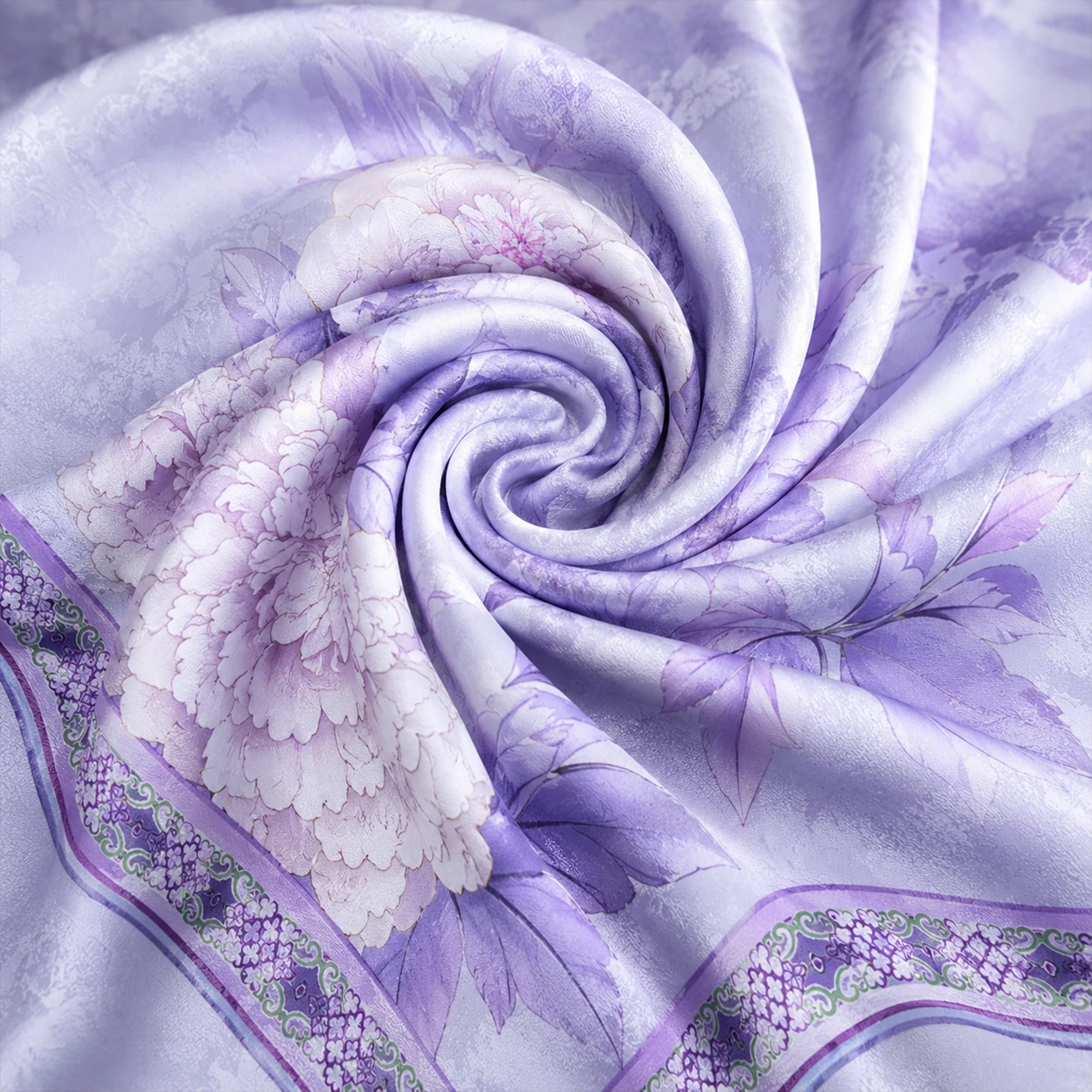 Peony Blossom Chinese Mulberry Silk Square Scarf