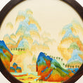 Load image into Gallery viewer, Masterpiece Double-Sided Embroidery Blue Green Landscape Round Frame Ornament
