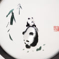 Load image into Gallery viewer, Museum-Quality Handcrafted Silk Suzhou Double-Sided Embroidery Ornament — Panda & Cub, "Bamboo Shade"
