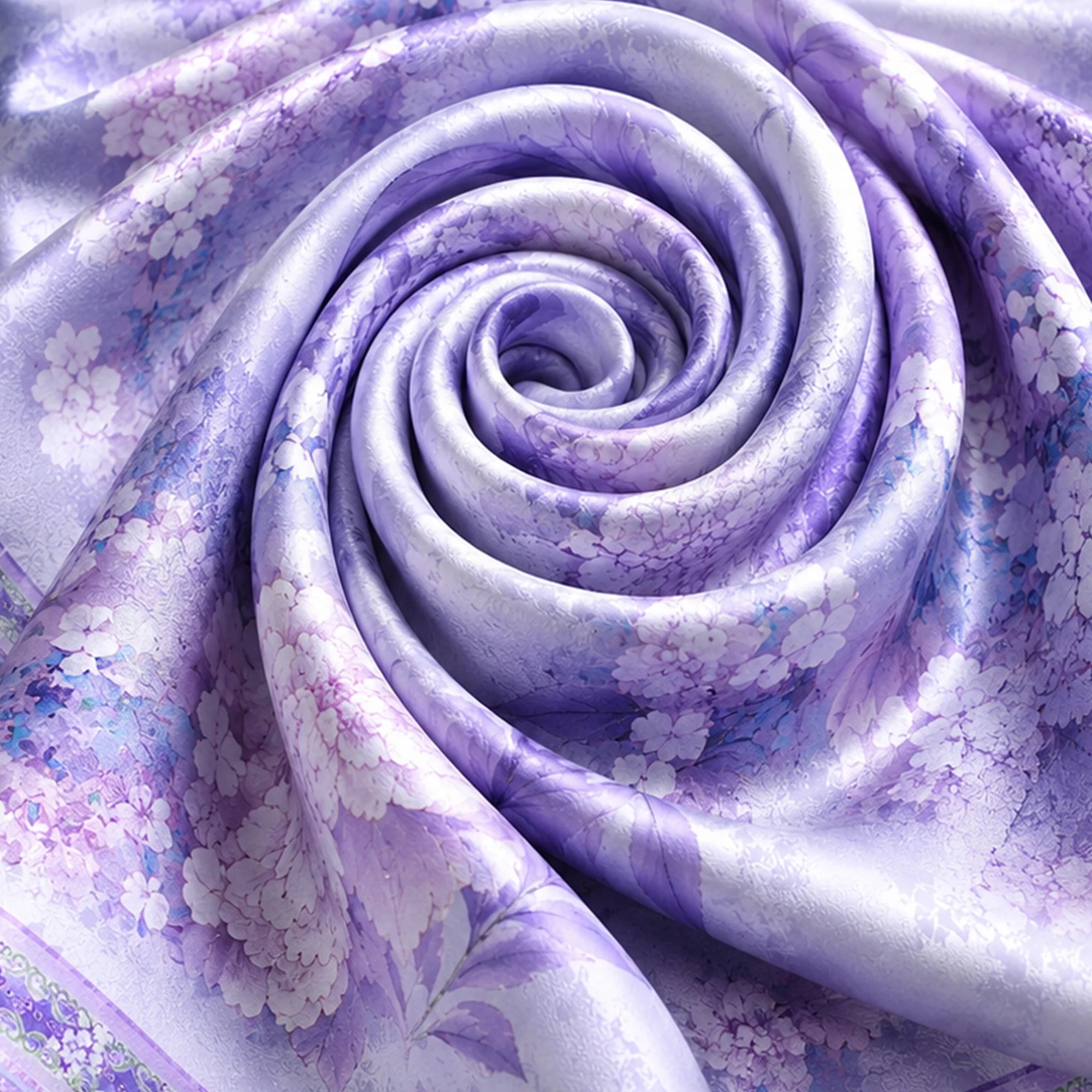 Luxury  Mulberry Silk Double-Sided Hua Luo Square Scarf